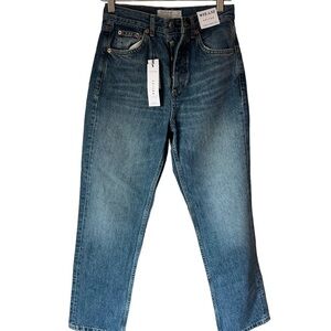 NWT Topshop Editor Zipper Fly Straight Leg Light Wash Jeans